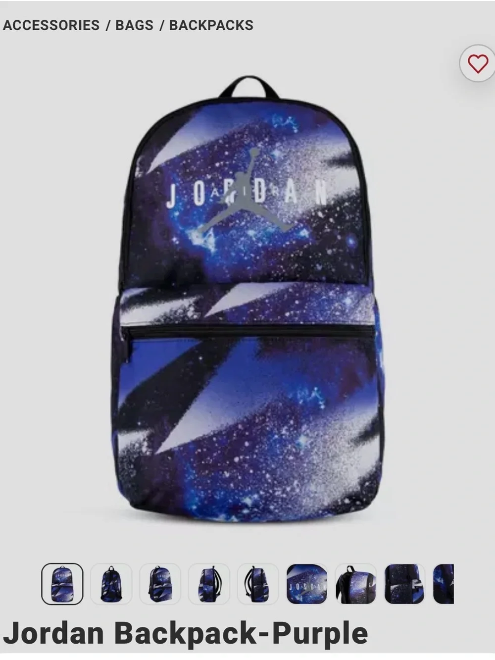 Jordan Kids Galaxy Print Backpack in Purple and Blue